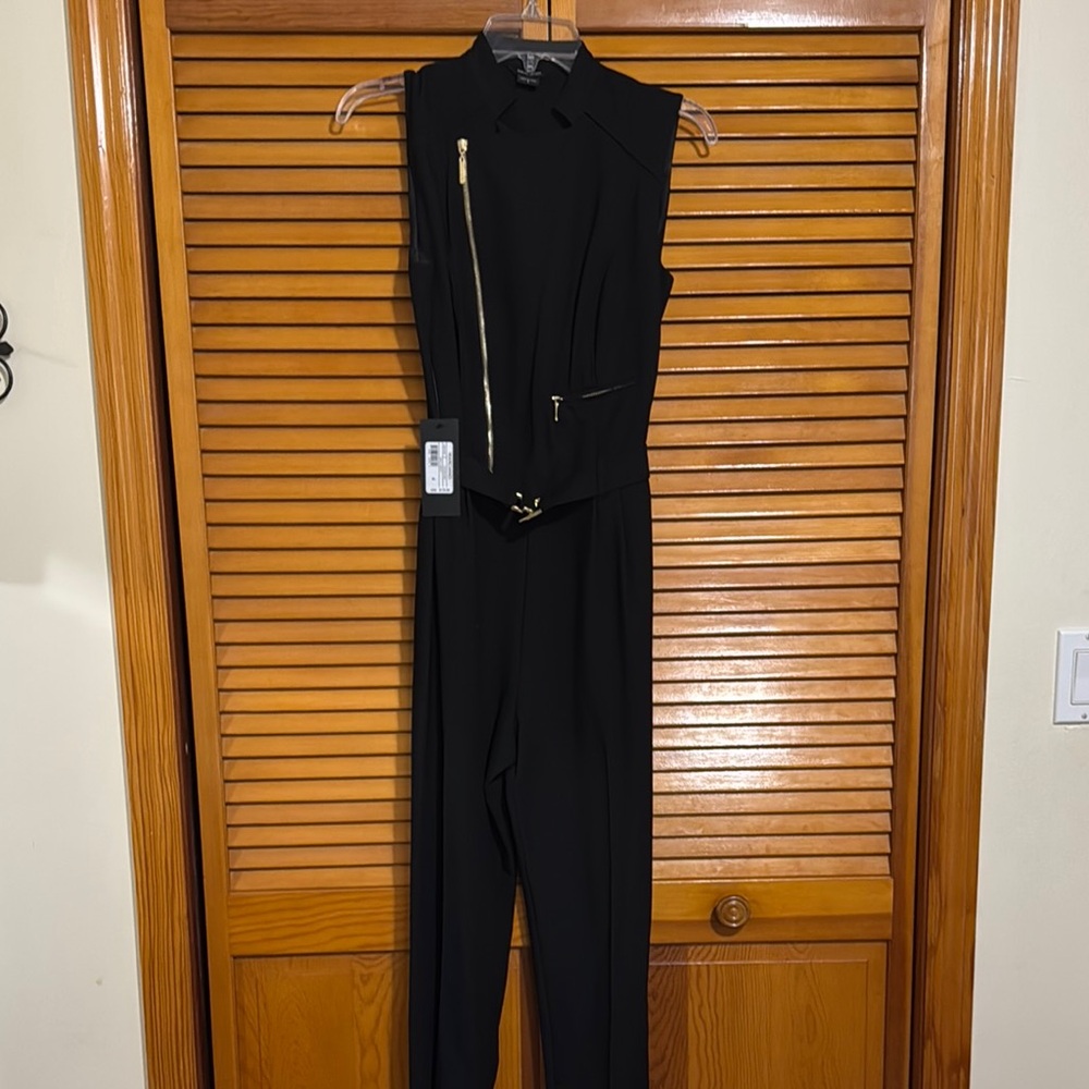 Marciano Black Sleeveless Jumpsuit with Silver Zipper